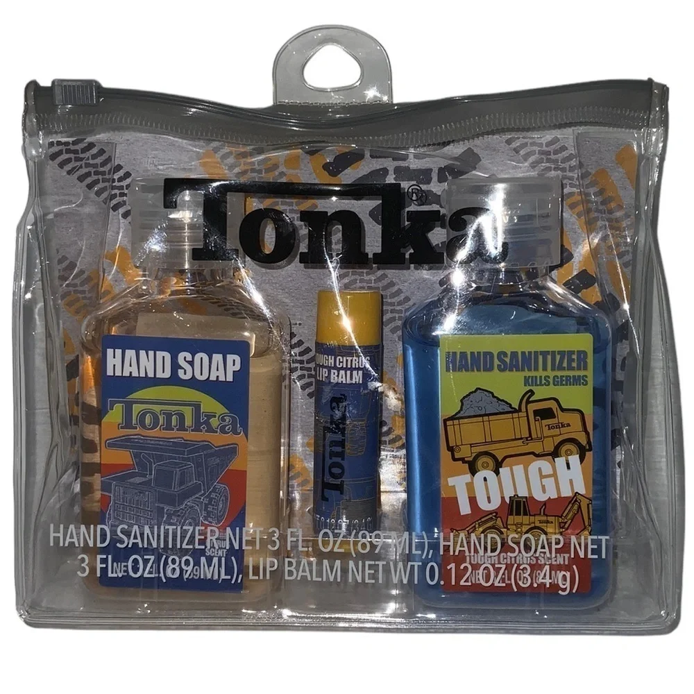 Tonka Kids Gift Set Hygiene Travel Kit  Reusable Case Carry Bag Citrus Scented